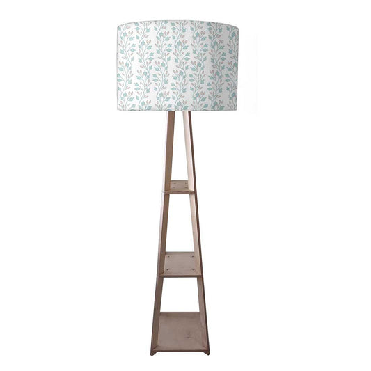 Large Wooden Floor Lamp  -   White Flowers Nutcase