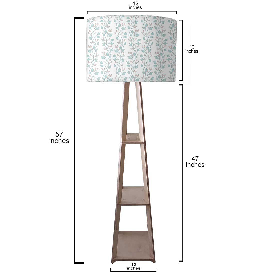 Large Wooden Floor Lamp  -   White Flowers Nutcase