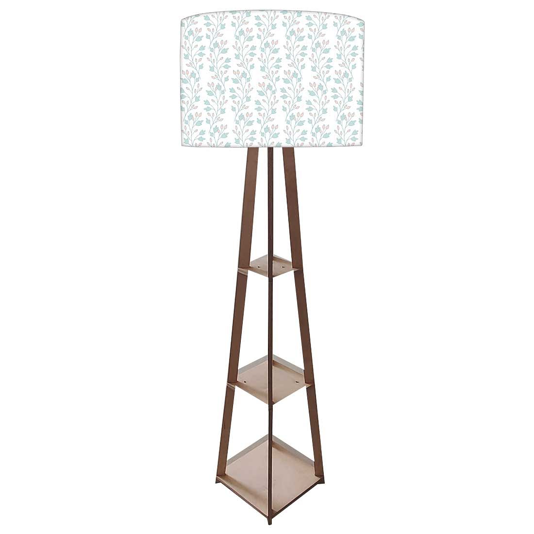 Large Wooden Floor Lamp  -   White Flowers Nutcase
