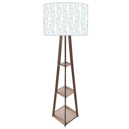 Large Wooden Floor Lamp  -   White Flowers Nutcase
