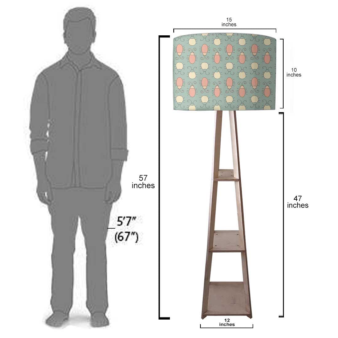 Small Wooden Floor Lamp  -   Cute Bugs Nutcase