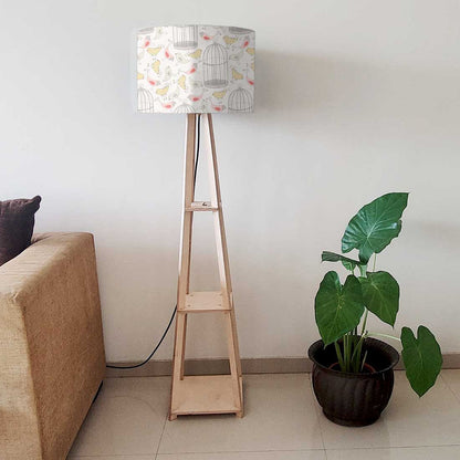 Tall Wooden Standing Lamps  -   Vintage Bird Cage Nutcase