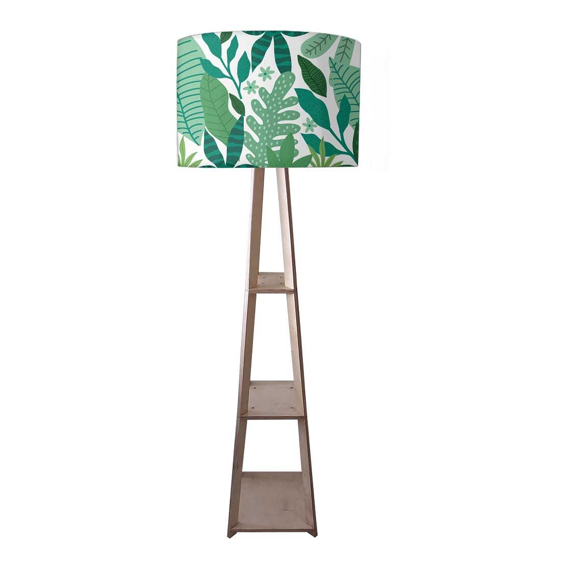 Tripod Floor Wooden Night Lamp with Shelf - Tropical Nutcase