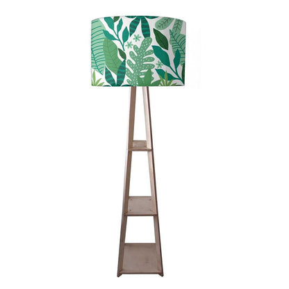 Tripod Floor Wooden Night Lamp with Shelf - Tropical Nutcase