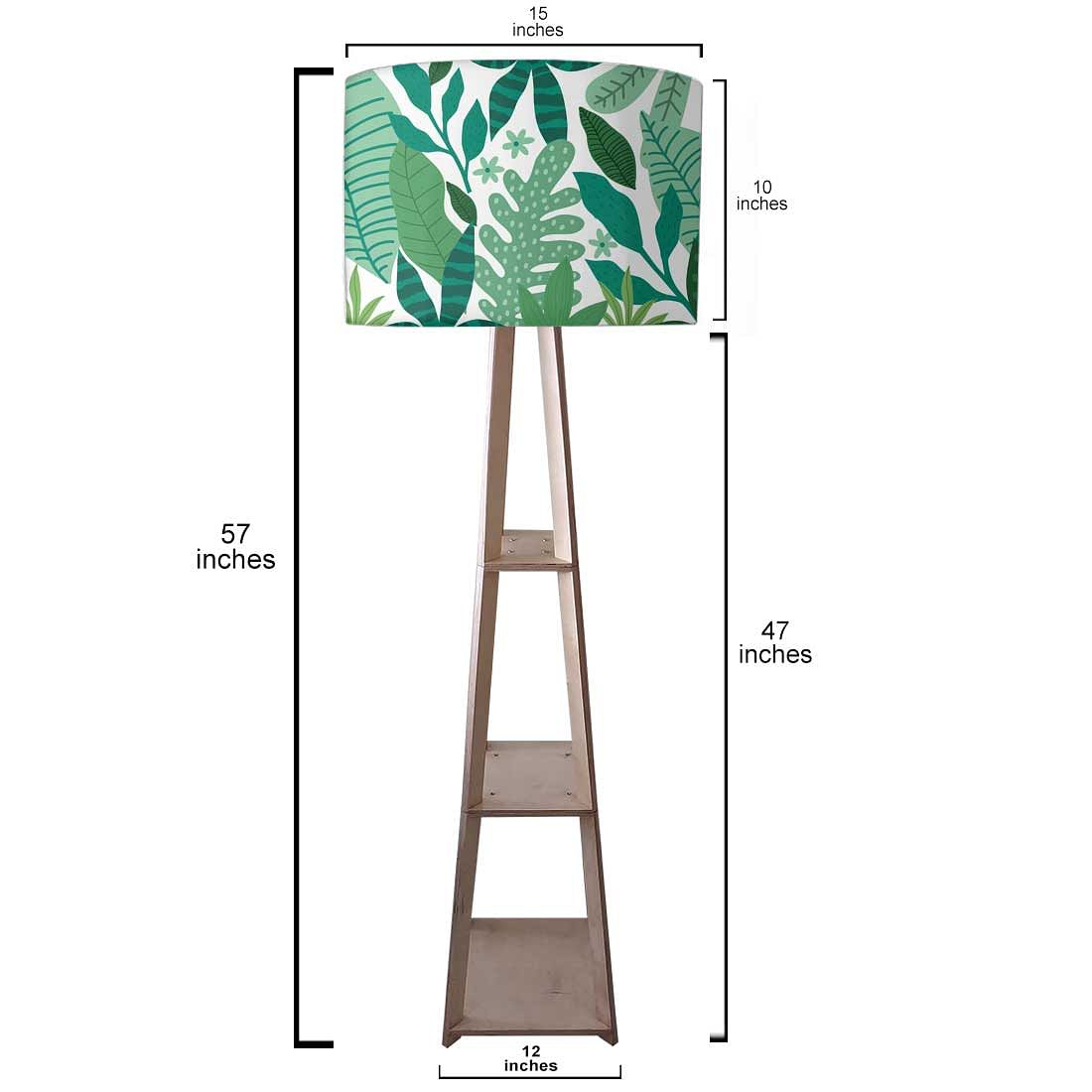 Tripod Floor Wooden Night Lamp with Shelf - Tropical Nutcase