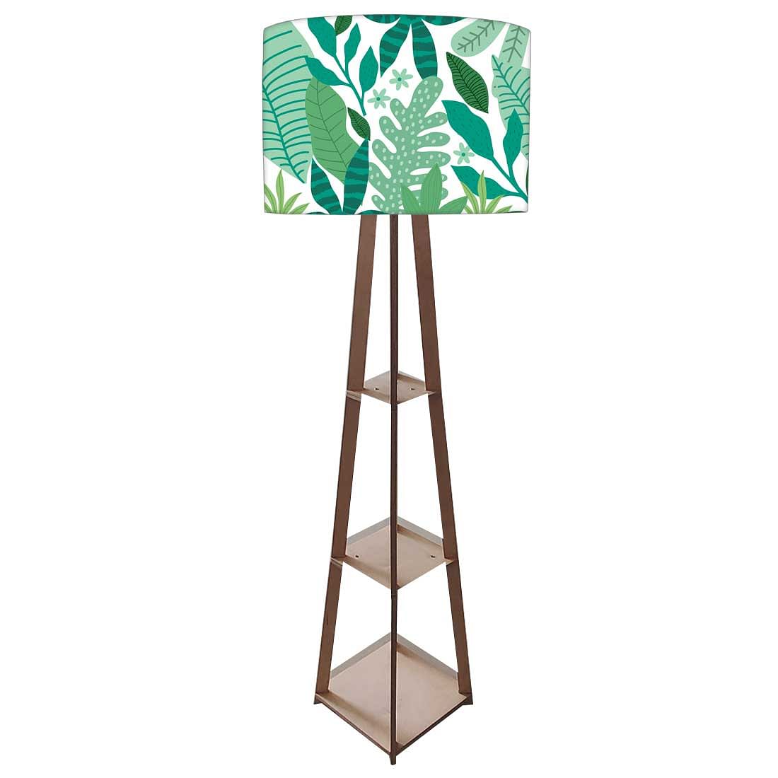 Tripod Floor Wooden Night Lamp with Shelf - Tropical Nutcase