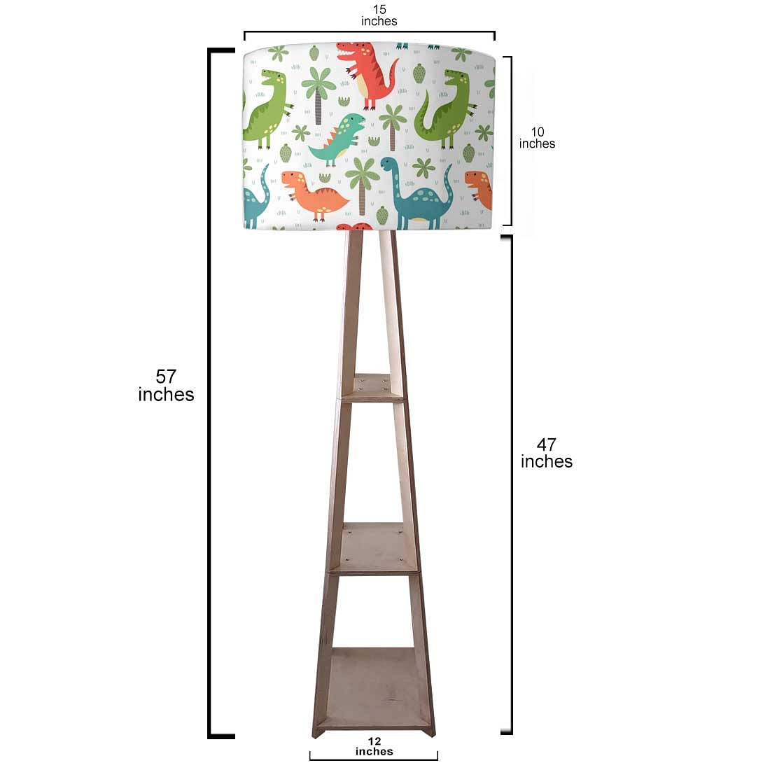 Wooden Tripod Floor Lamp for Kids Bedroom - Dinosaur Nutcase