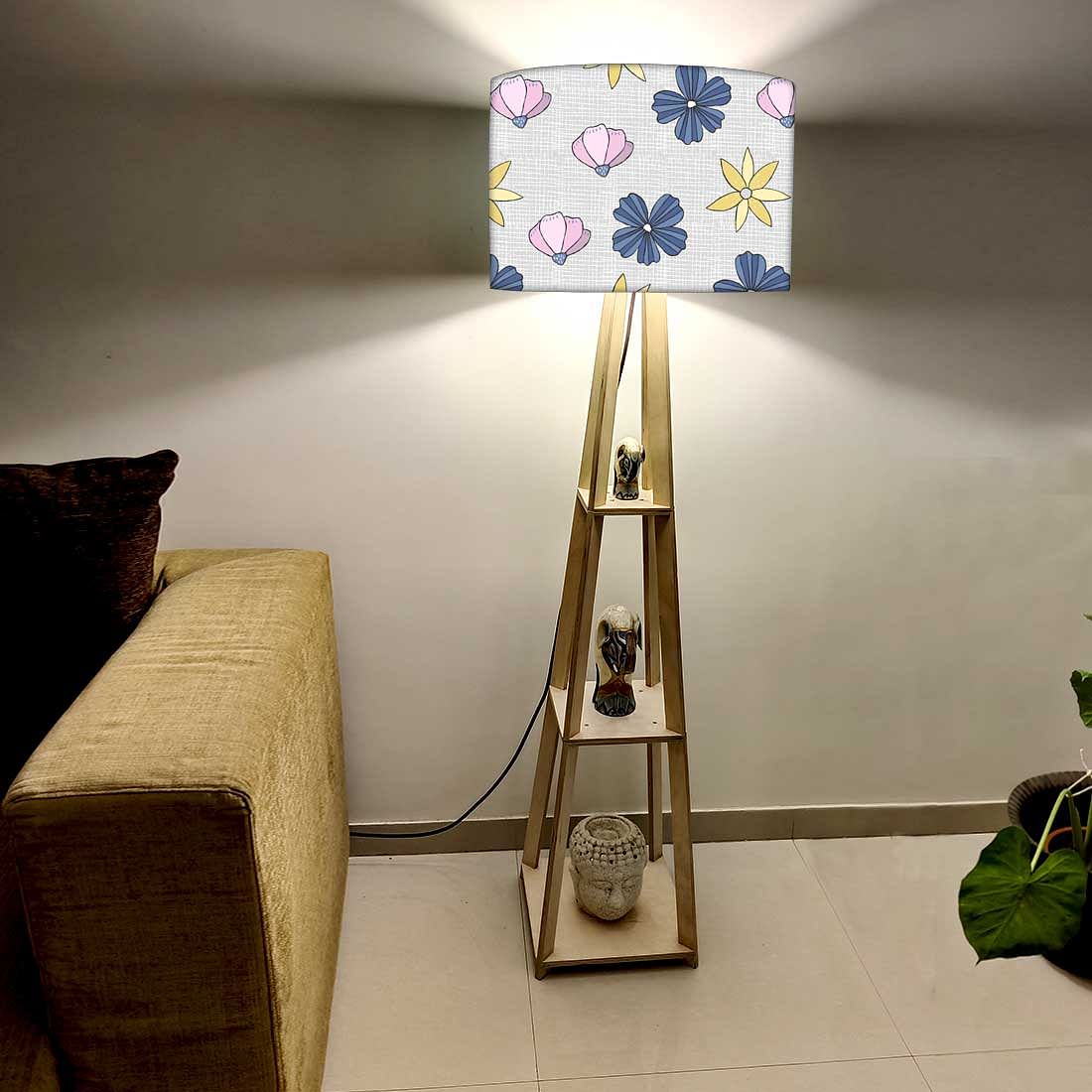 Outdoor Floor Lamp with Shelf for House - Sweet Flowers Nutcase