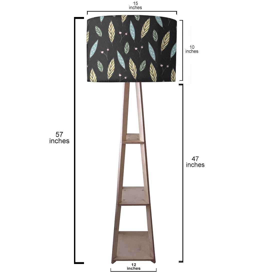 Wooden Column Floor Lamp for Bedside Light - Wheat Leaves Nutcase