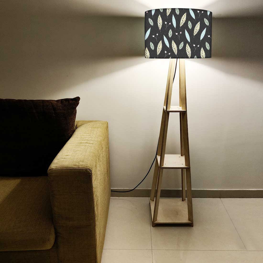 Wooden Column Floor Lamp for Bedside Light - Wheat Leaves Nutcase