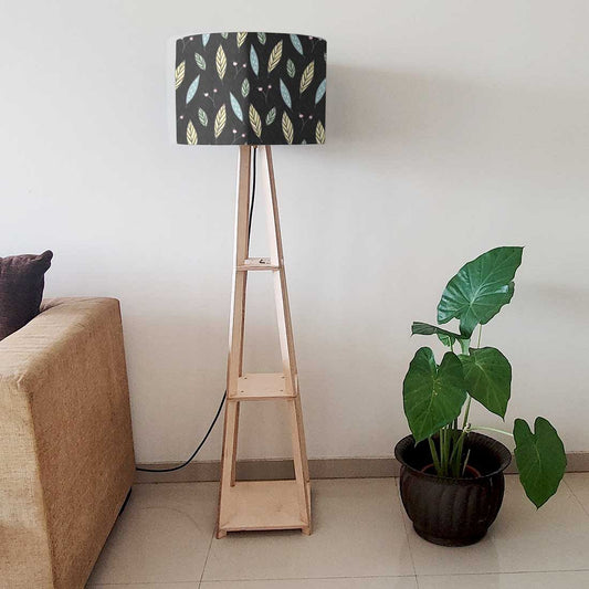 Wooden Column Floor Lamp for Bedside Light - Wheat Leaves Nutcase