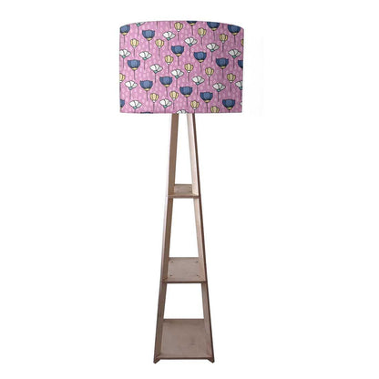 Wooden Corner Floor Lamp with Shelf - Sweet Flowers Nutcase