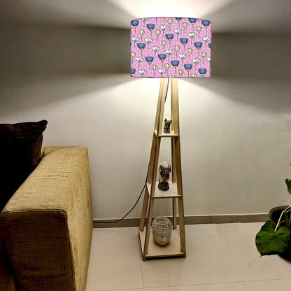 Wooden Corner Floor Lamp with Shelf - Sweet Flowers Nutcase