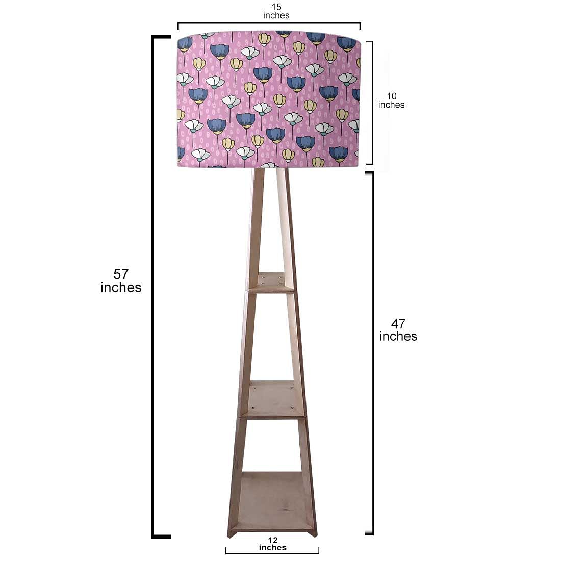 Wooden Corner Floor Lamp with Shelf - Sweet Flowers Nutcase