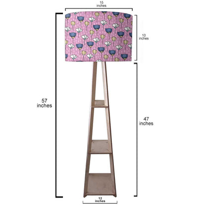 Wooden Corner Floor Lamp with Shelf - Sweet Flowers Nutcase