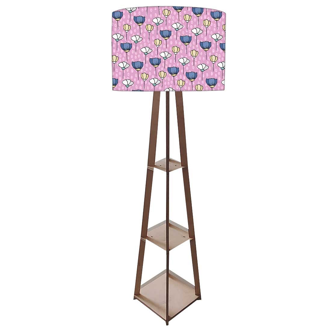 Wooden Corner Floor Lamp with Shelf - Sweet Flowers Nutcase