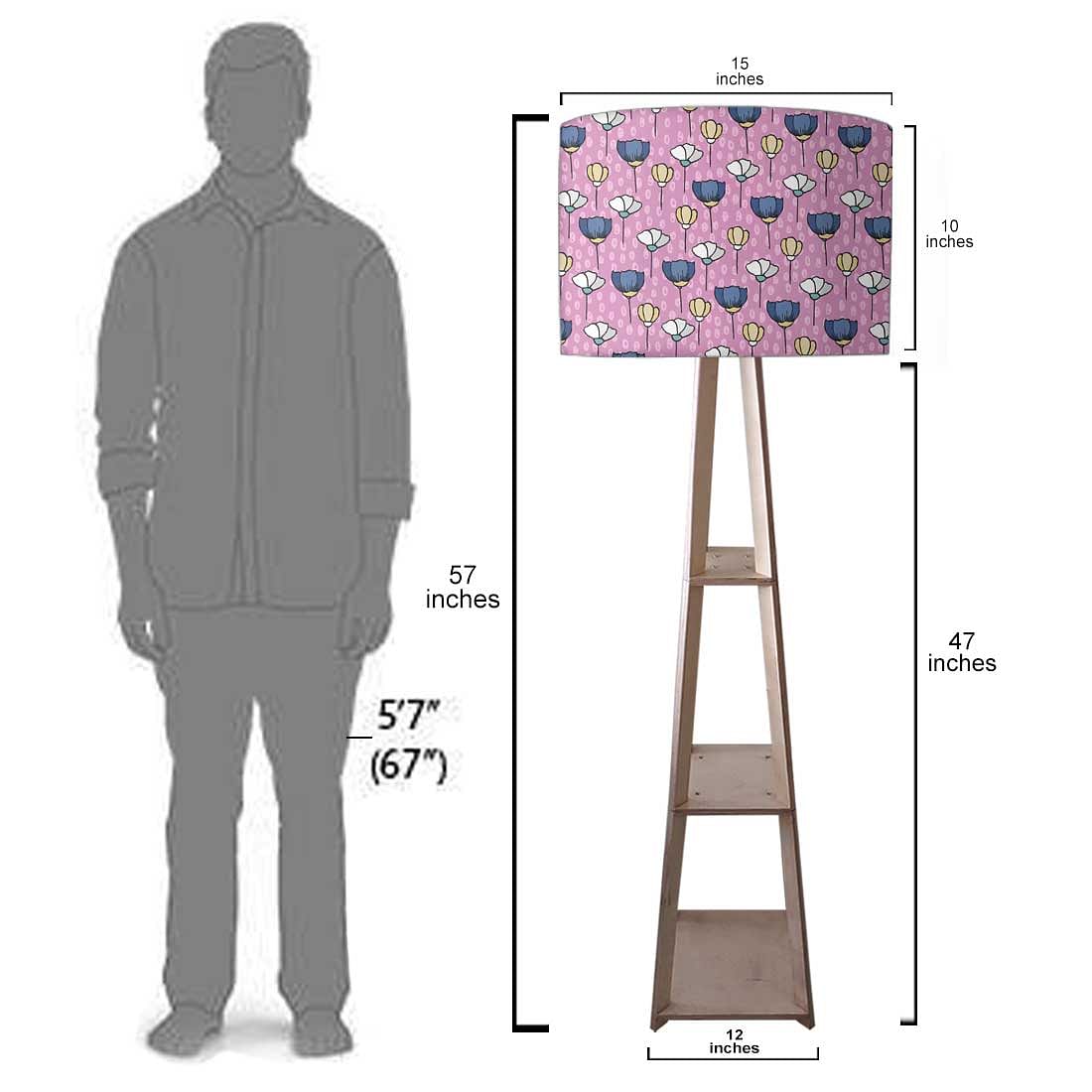 Wooden Corner Floor Lamp with Shelf - Sweet Flowers Nutcase