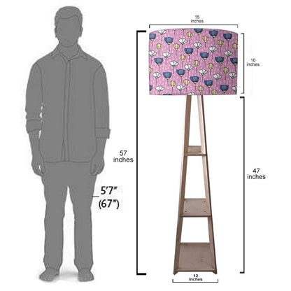 Wooden Corner Floor Lamp with Shelf - Sweet Flowers Nutcase