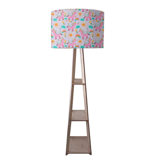 Small Wooden Floor Lamp  -   Pink Unicorn and Rainbow Nutcase