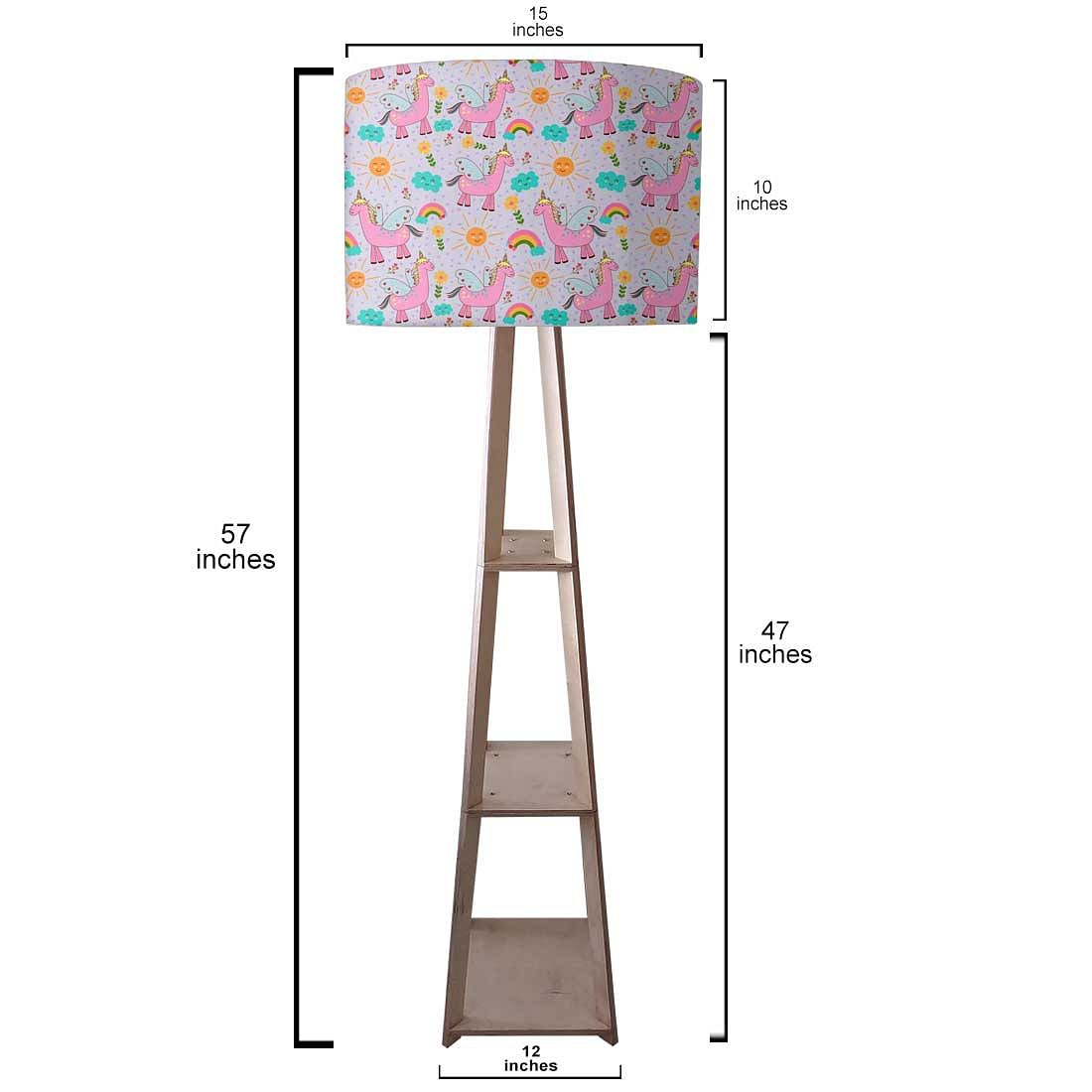 Small Wooden Floor Lamp  -   Pink Unicorn and Rainbow Nutcase