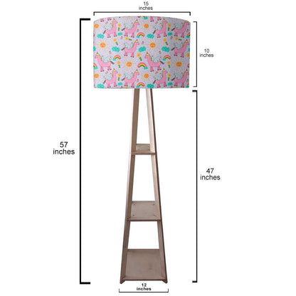 Small Wooden Floor Lamp  -   Pink Unicorn and Rainbow Nutcase