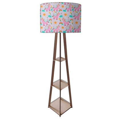 Small Wooden Floor Lamp  -   Pink Unicorn and Rainbow Nutcase