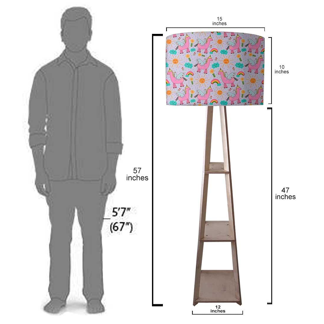 Small Wooden Floor Lamp  -   Pink Unicorn and Rainbow Nutcase