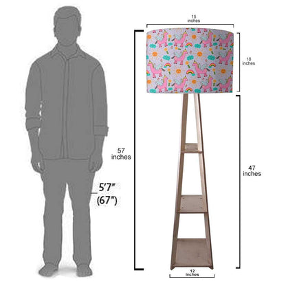 Small Wooden Floor Lamp  -   Pink Unicorn and Rainbow Nutcase
