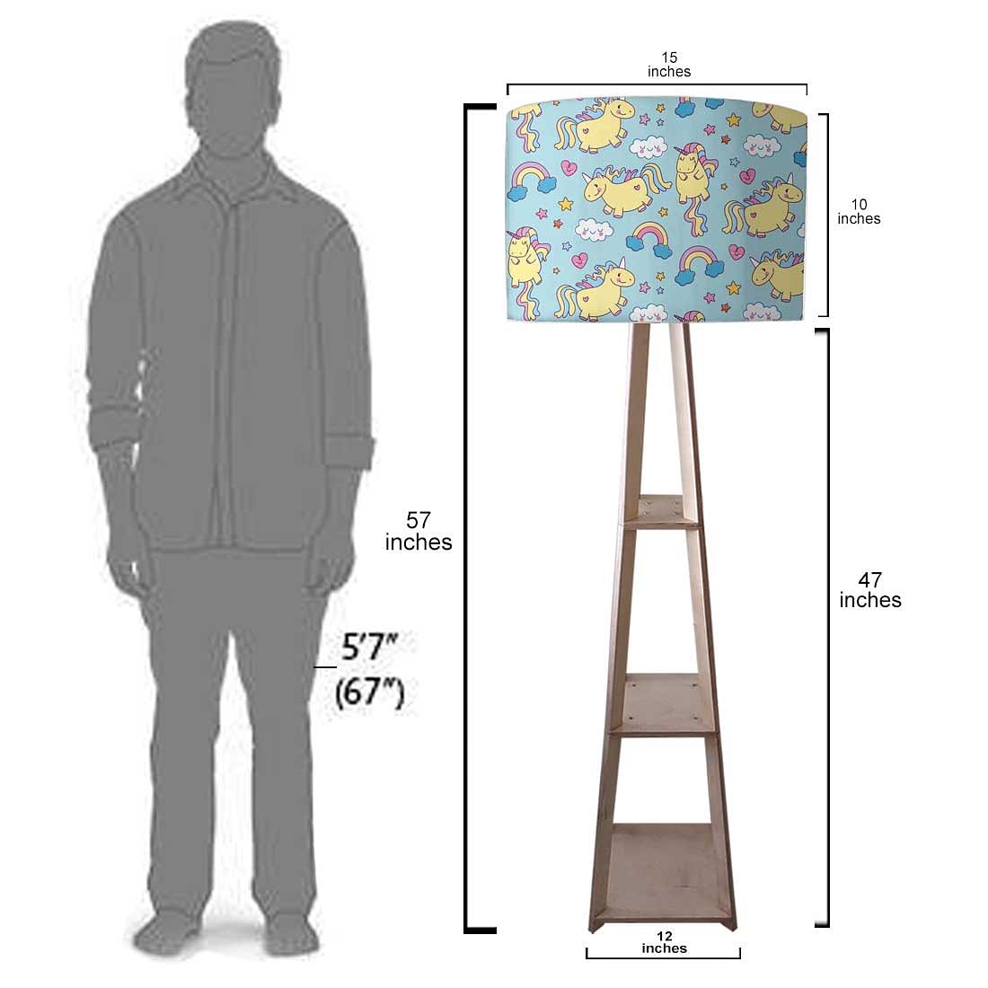 Tall Wooden Standing Lamps  -   Yellow Unicorn Nutcase