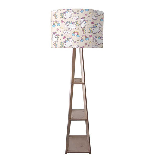 Wooden Corner Lamps with Shelves  -   White Unicorn Nutcase