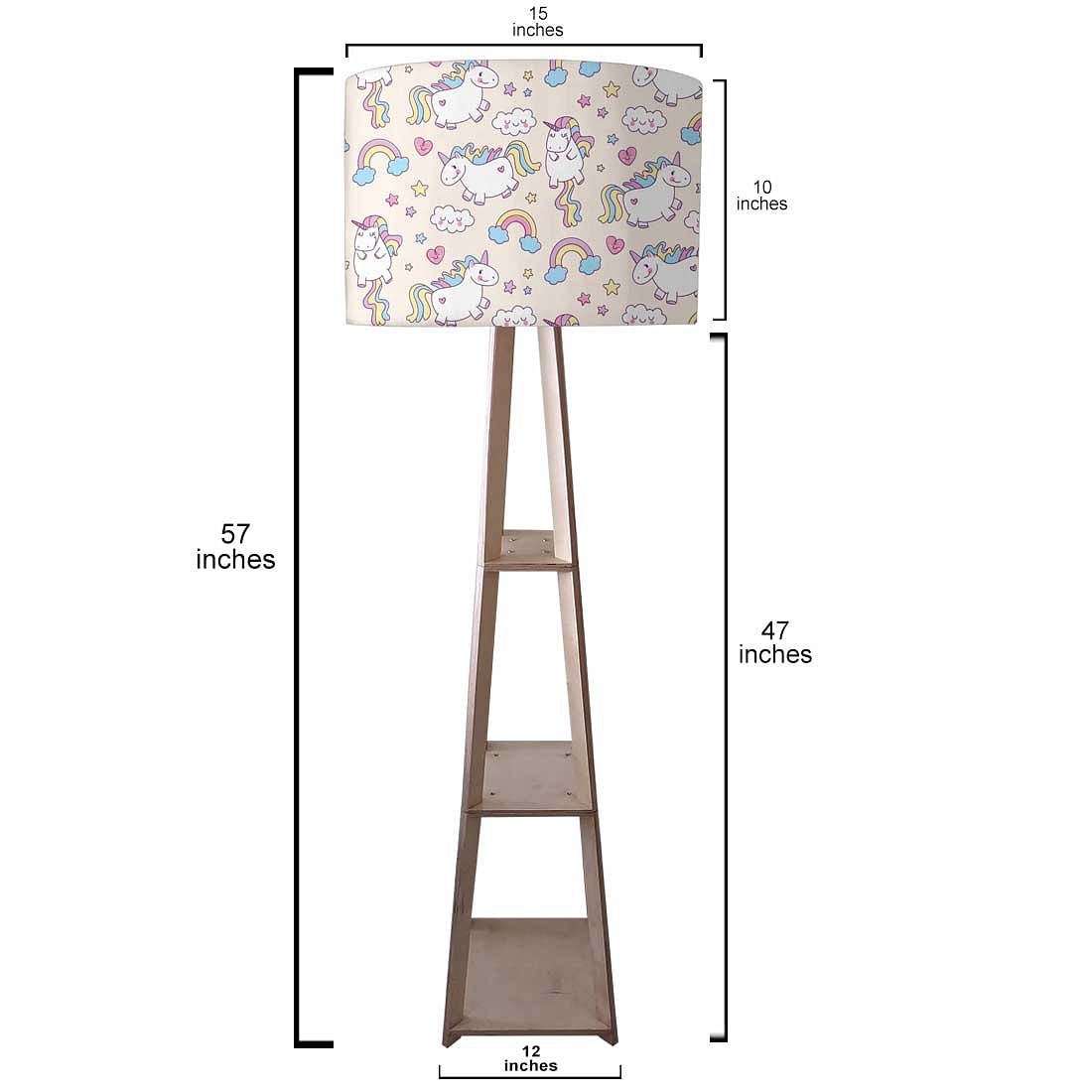 Wooden Corner Lamps with Shelves  -   White Unicorn Nutcase