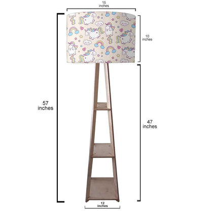 Wooden Corner Lamps with Shelves  -   White Unicorn Nutcase