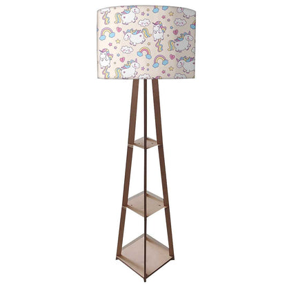 Wooden Corner Lamps with Shelves  -   White Unicorn Nutcase