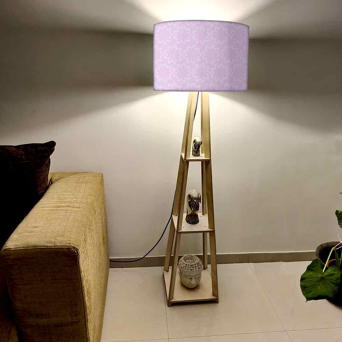 Shelf Tripod Floor Lamp  -   Purple Floral Design Nutcase