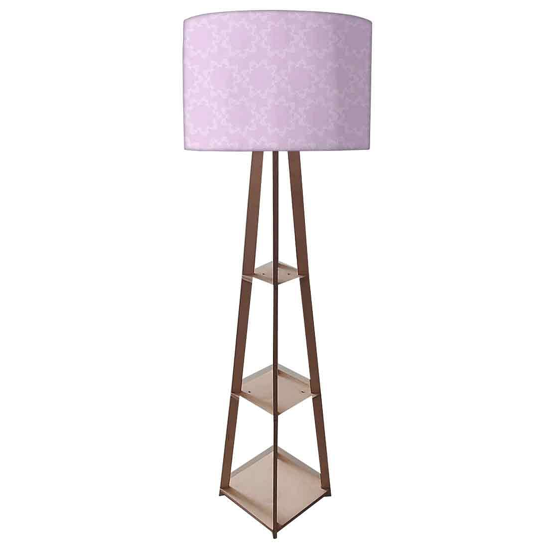 Shelf Tripod Floor Lamp  -   Purple Floral Design Nutcase