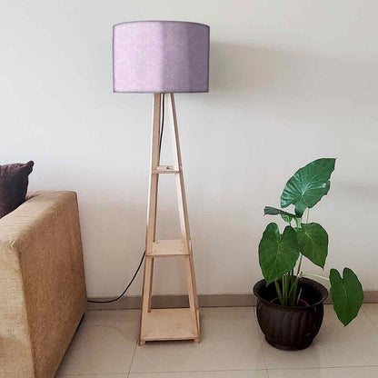 Shelf Tripod Floor Lamp  -   Purple Floral Design Nutcase