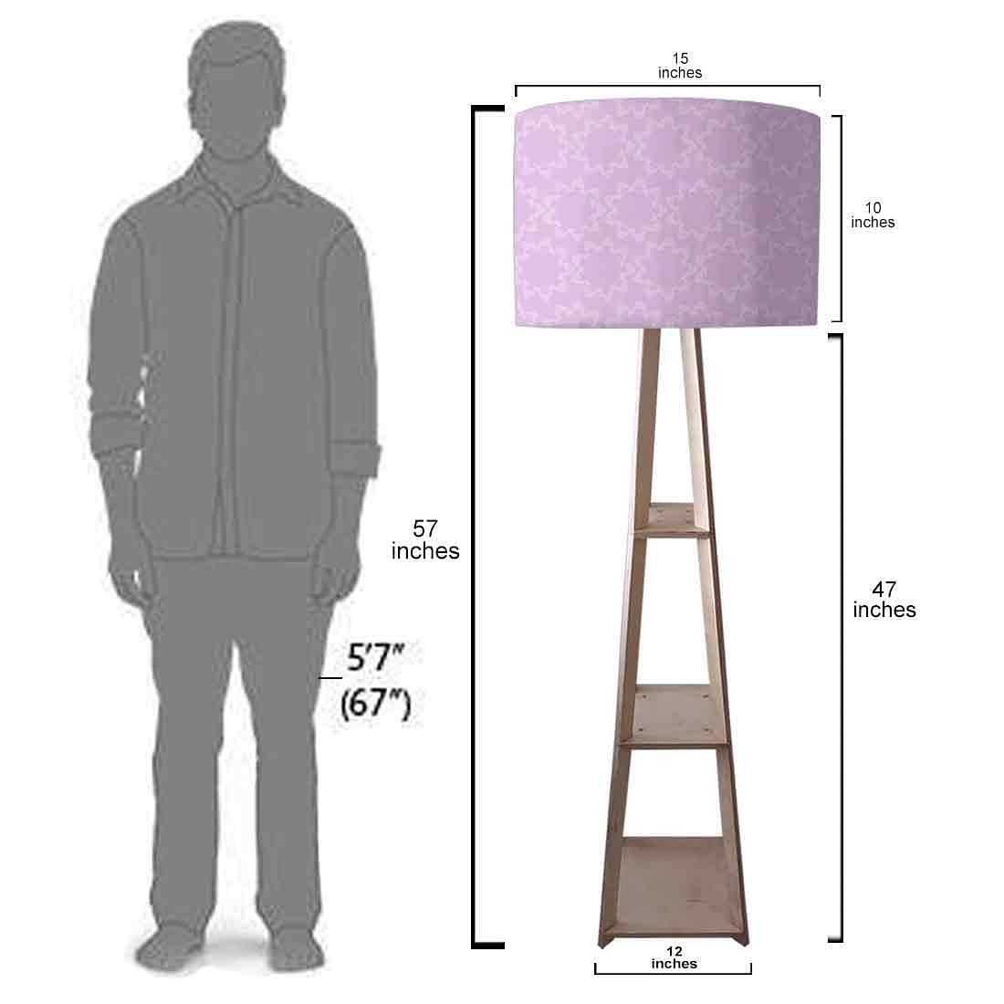 Shelf Tripod Floor Lamp  -   Purple Floral Design Nutcase