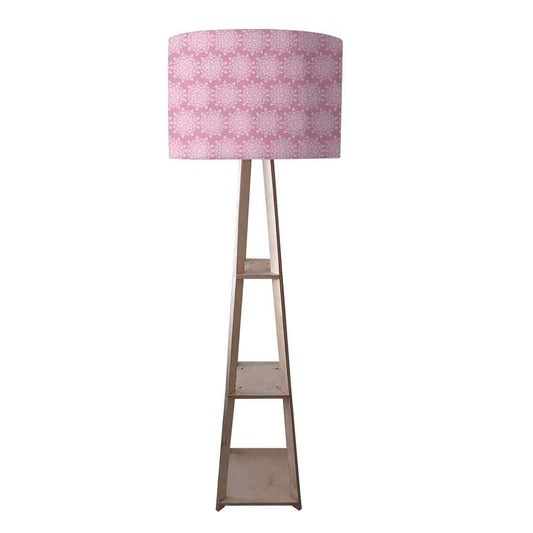 Wooden Tripod Floor Lamp  -   Pink Flower Nutcase