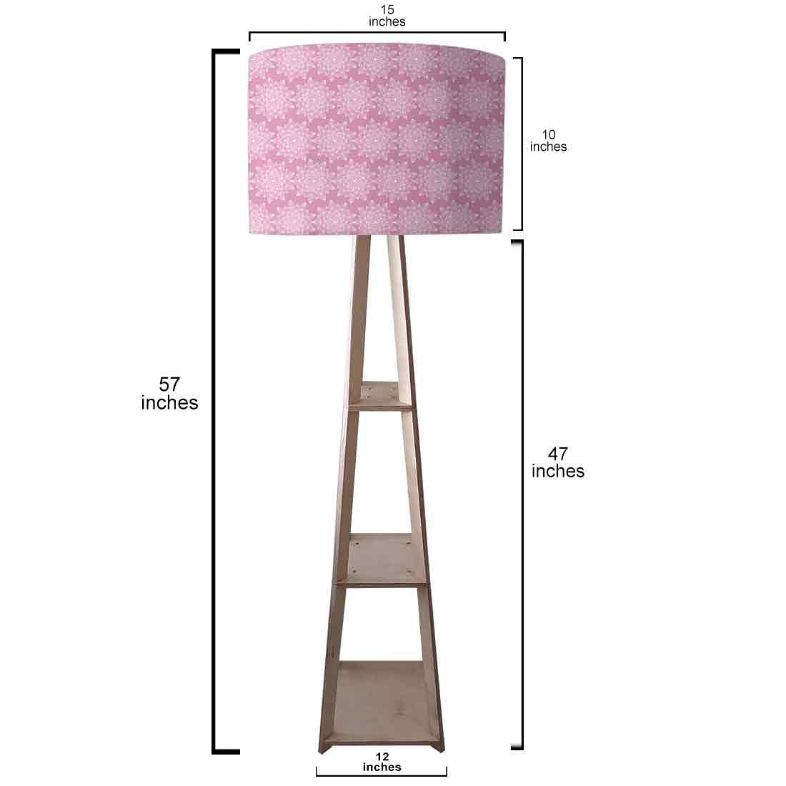 Wooden Tripod Floor Lamp  -   Pink Flower Nutcase