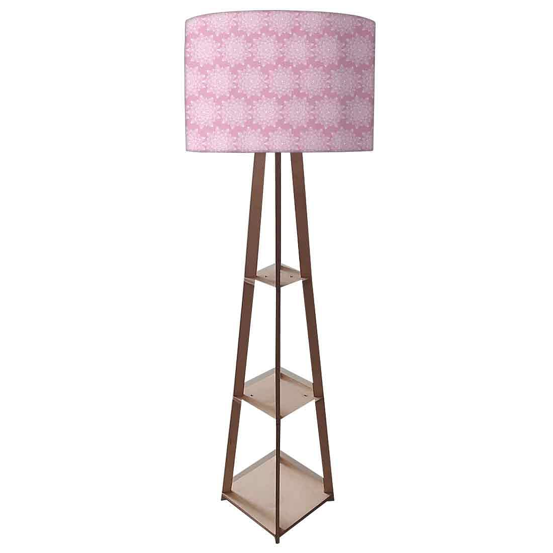 Wooden Tripod Floor Lamp  -   Pink Flower Nutcase