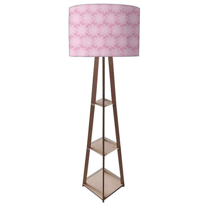 Wooden Tripod Floor Lamp  -   Pink Flower Nutcase