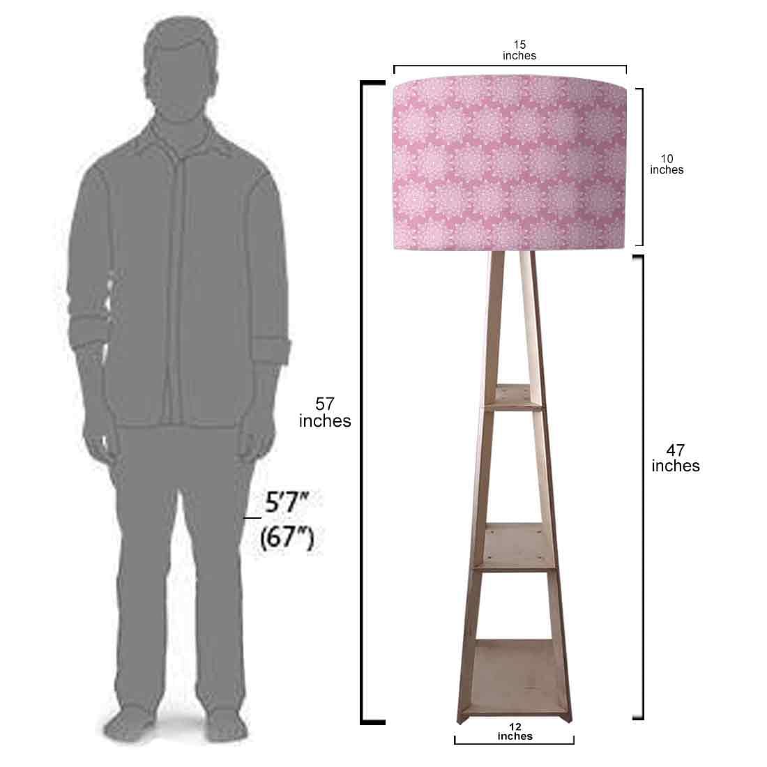 Wooden Tripod Floor Lamp  -   Pink Flower Nutcase