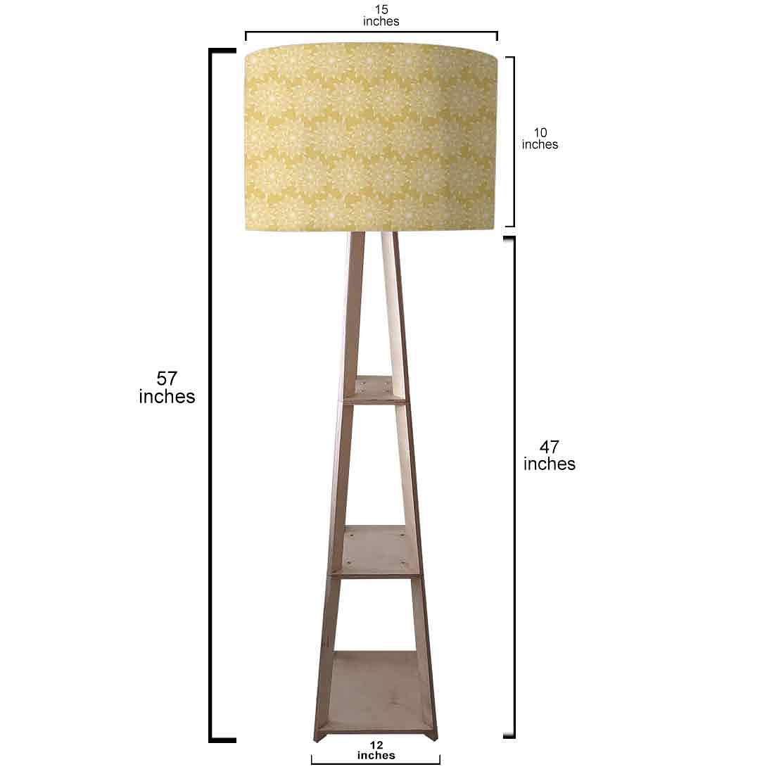 Large Wooden Floor Lamp with Shelf Nutcase