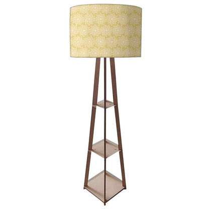 Large Wooden Floor Lamp with Shelf Nutcase