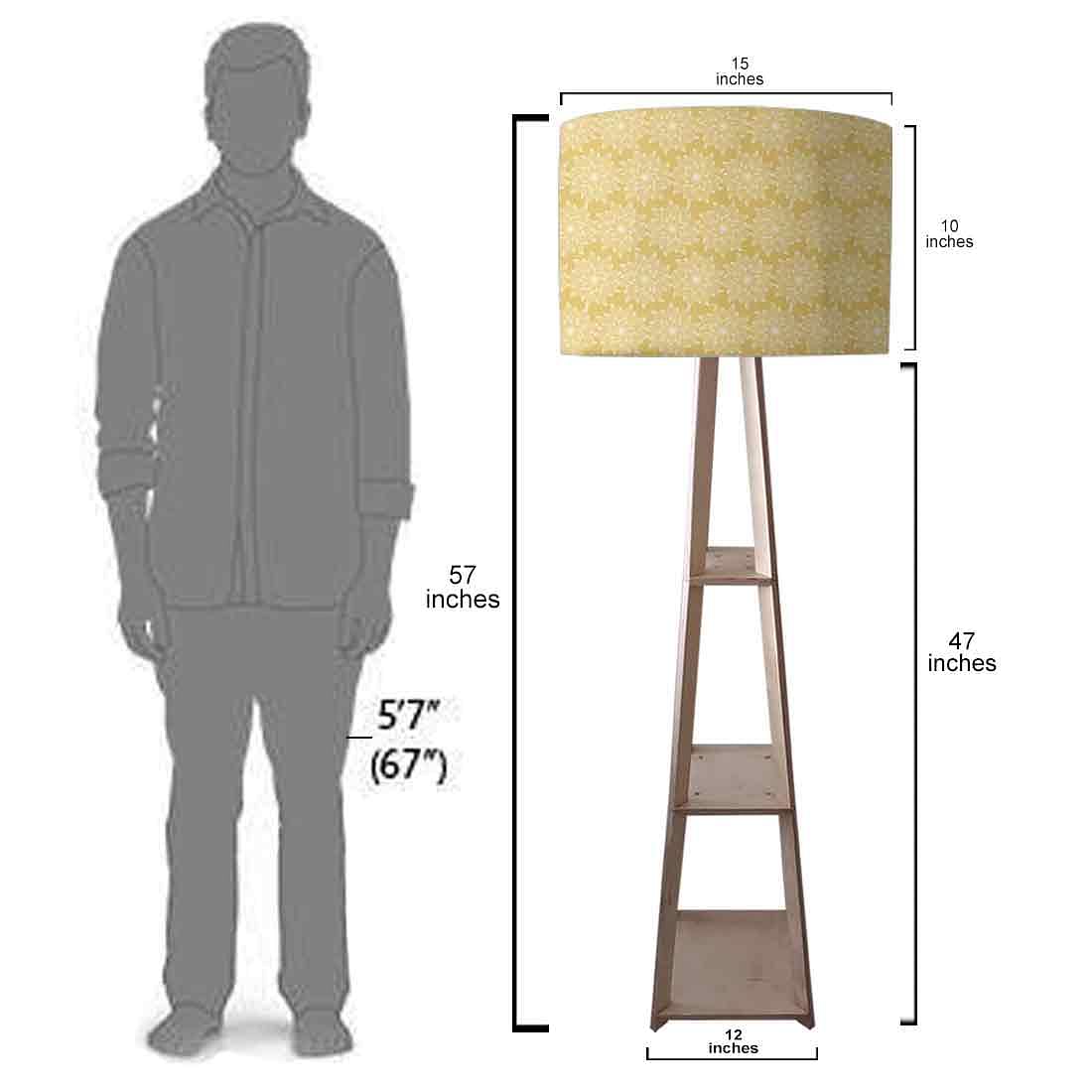 Large Wooden Floor Lamp with Shelf Nutcase