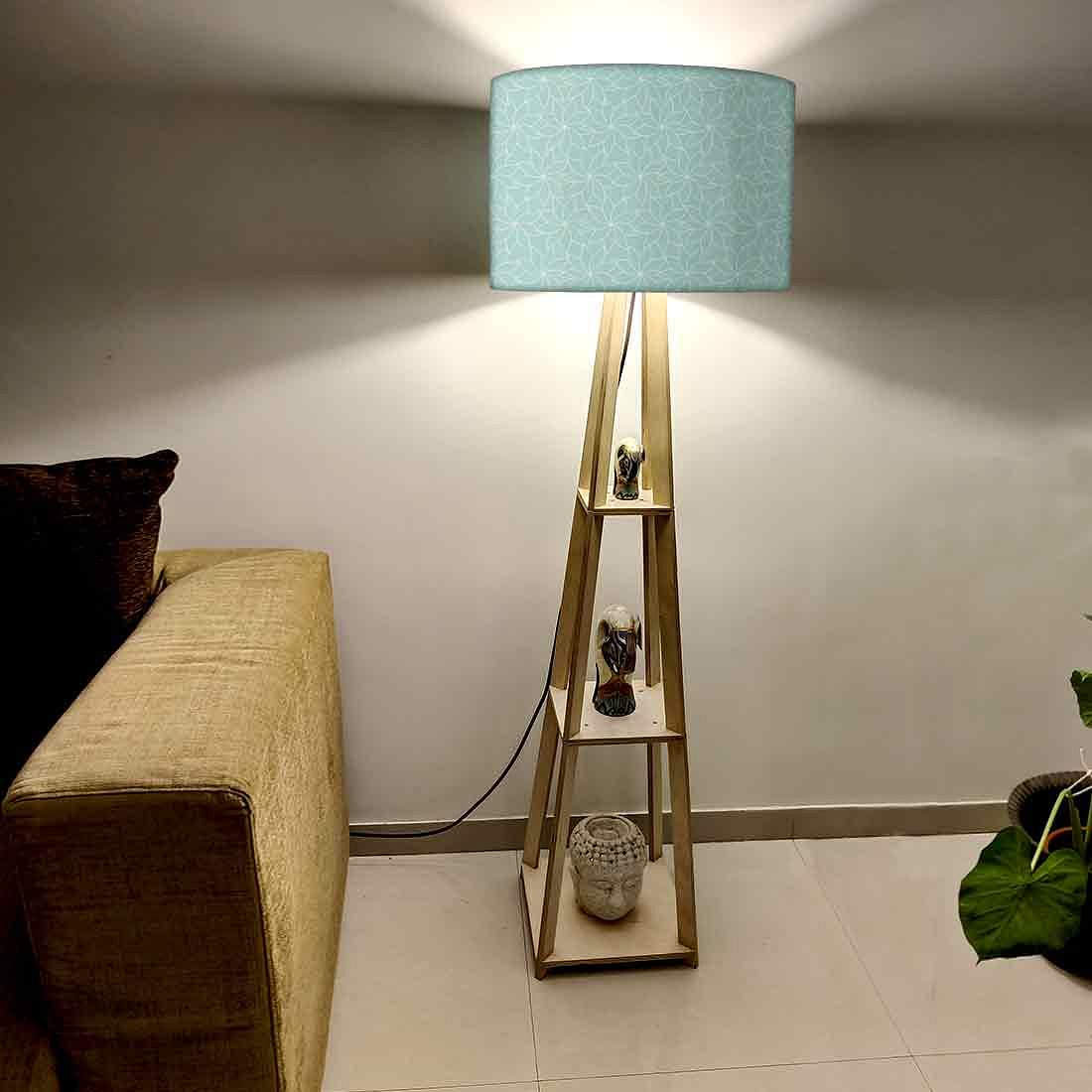 Small Wooden Floor Lamp  -   Flower Pattern Design Nutcase