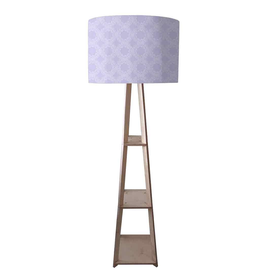 Wooden Corner Lamps with Shelves  -   Purple Designer Pattern Nutcase