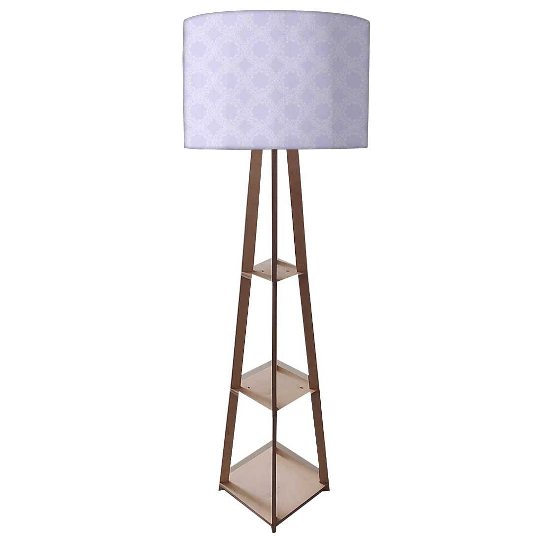Wooden Corner Lamps with Shelves  -   Purple Designer Pattern Nutcase