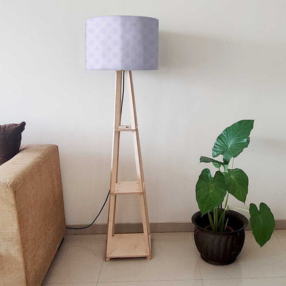 Wooden Corner Lamps with Shelves  -   Purple Designer Pattern Nutcase