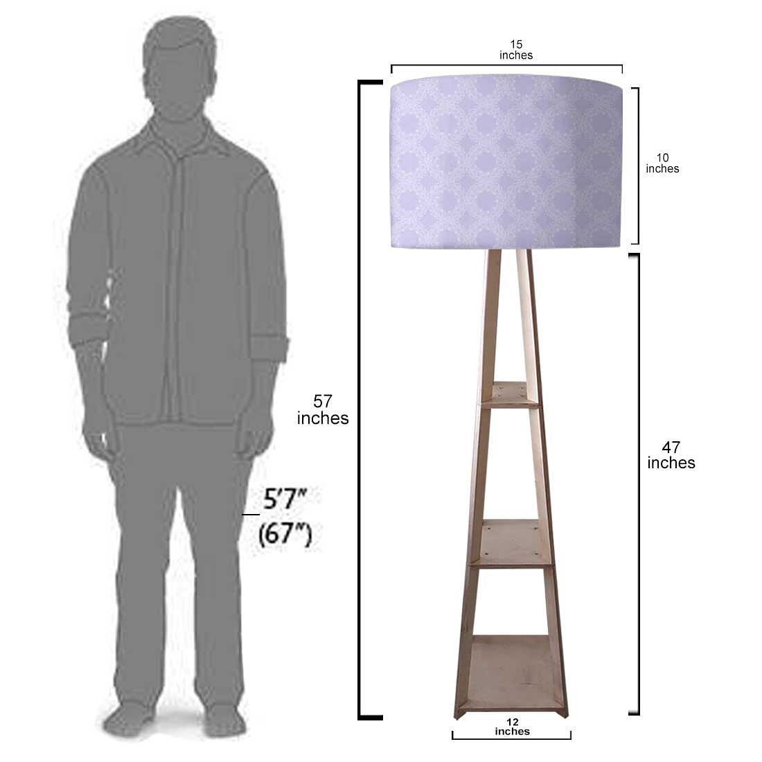 Wooden Corner Lamps with Shelves  -   Purple Designer Pattern Nutcase